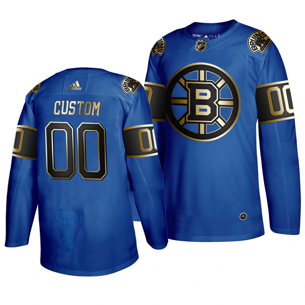 Cheap Adidas Bruins Custom 2019 Father Day Black Golden Men Authentic NHL Jersey Royal